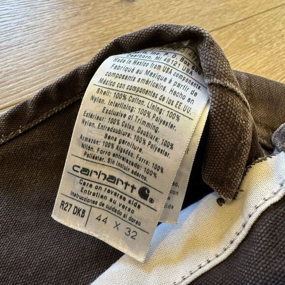 Carhartt Overalls Mens 44 x 32 Double Knee Dark Brown Lined Bibs Vintage R27 DKB - Picture 12 of 12